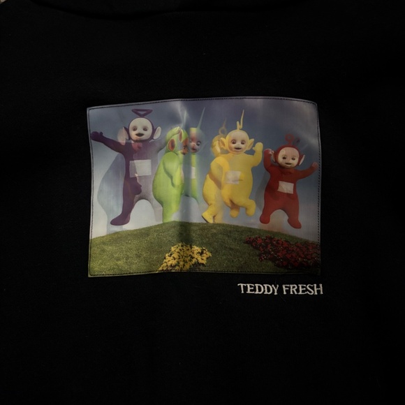 Teddy Fresh x Teletubbies Black Holographic Hoodie Size L - Picture 3 of 6